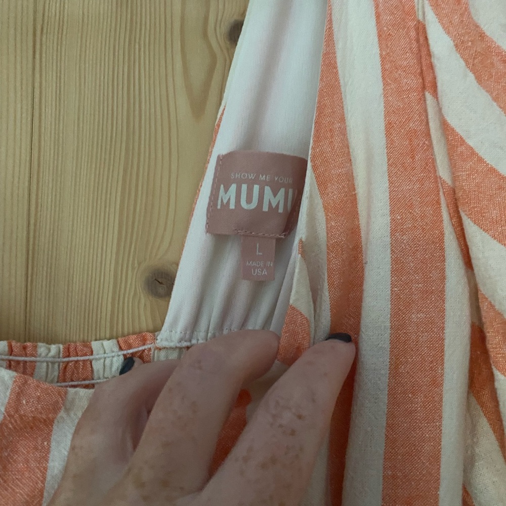 Show Me Your MuMu Peach and White Striped Maxi Dress - Picture 3 of 3